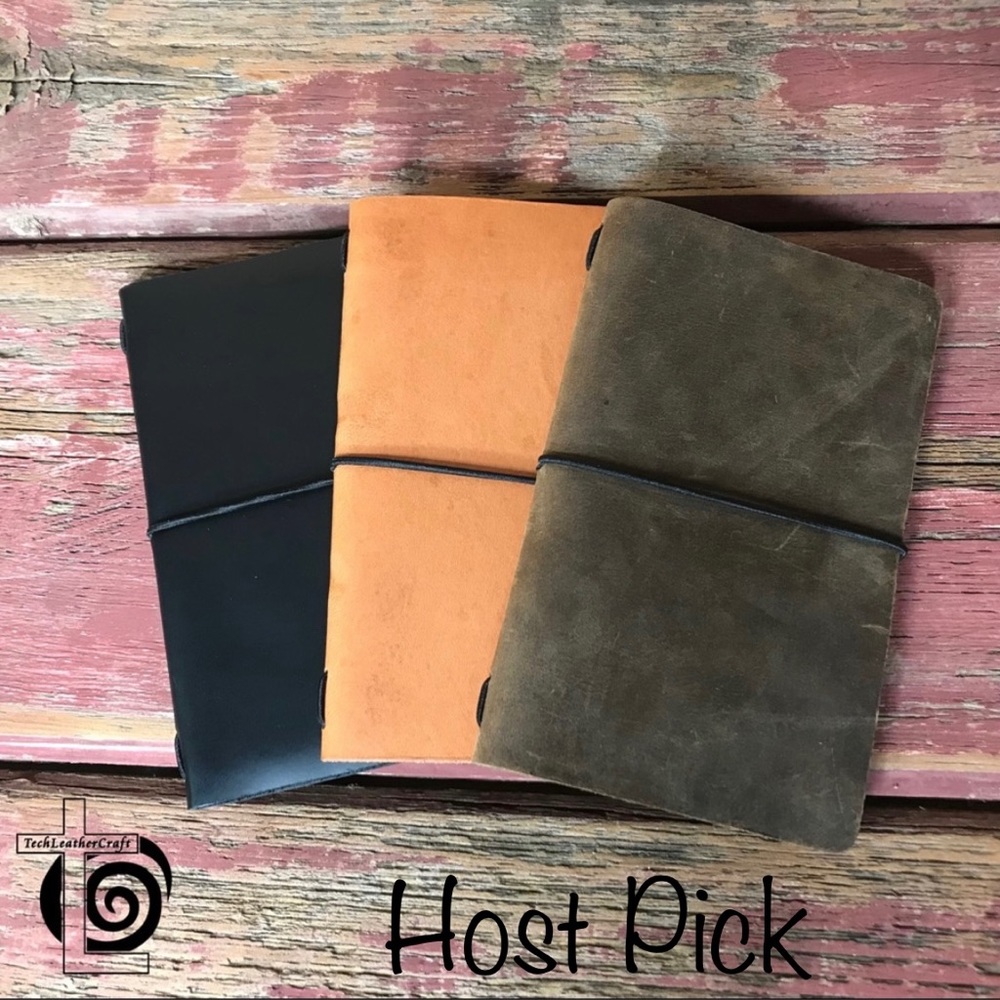 Handcrafted leather journal cover - Host Pick 6.25”x4” high quality leather
